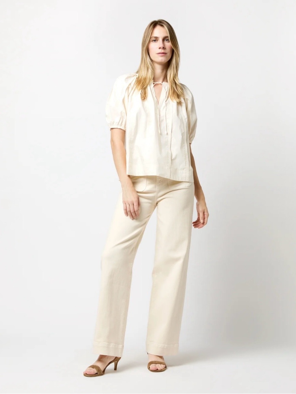 Ulla Johnson Ivory Pristine Poplin Puff Sleeve Keyhole Tie Cotton Loli Top 4